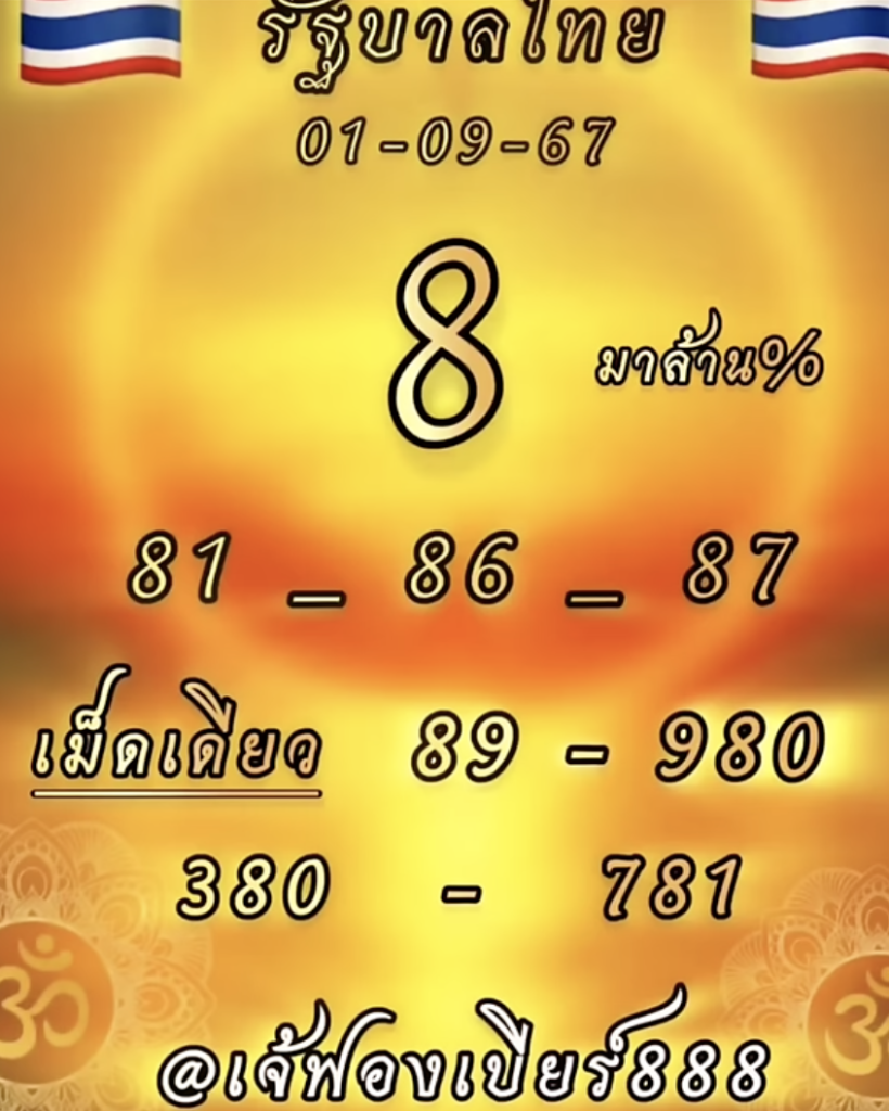 หวยเจ๊ฟองเบียร์ 1/9/2567