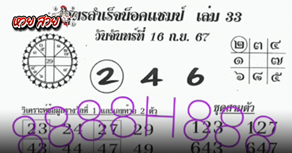 สูตรสำเร็จน็อคแชมป์ 16/9/2567