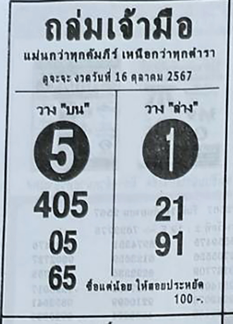 หวยถล่มเจ้ามือ 16/10/67