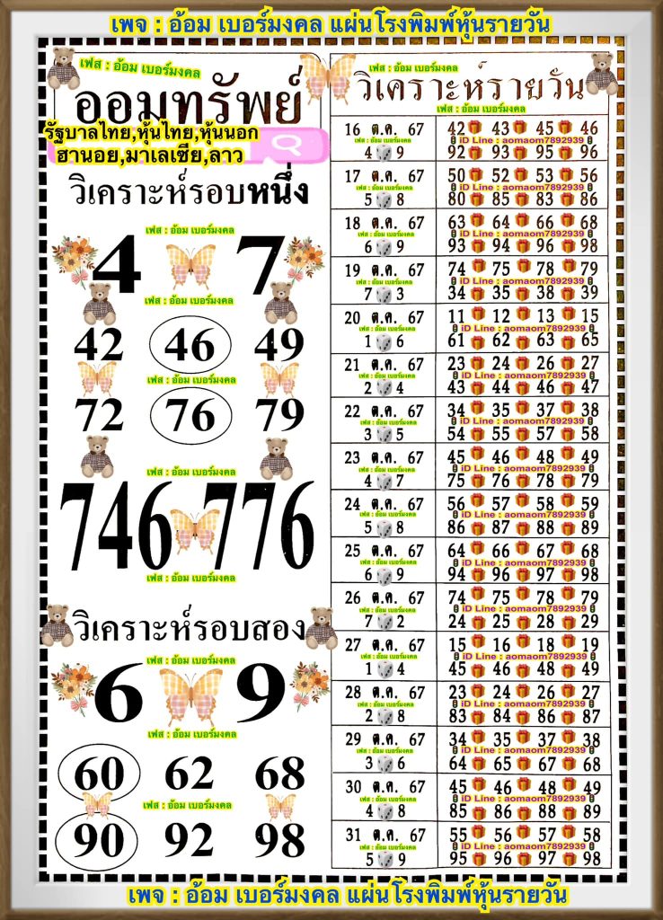 เลขออมทรัพย์ 16/10/67