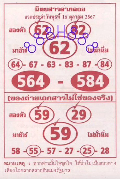 เลขลาภลอย 16/10/67