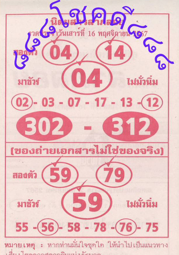 หวยลาภลอย 16/11/67