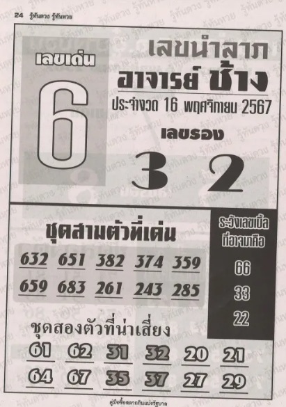 เลขอาจารย์ช้าง 16/11/67