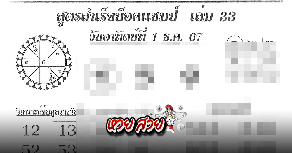 สูตรสำเร็จน็อคแชมป์ 1/12/67