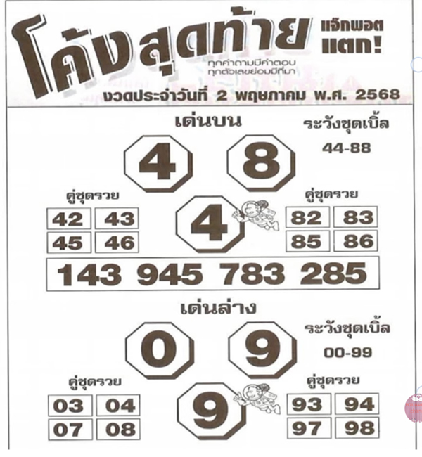 หวยโค้งสุดท้าย 2/5/68