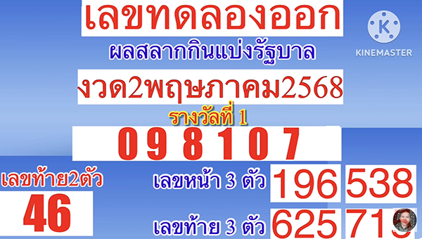 เลขทดลองออกอากาศ 2/5/68