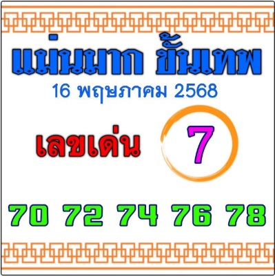หวยแม่นมากขั้นเทพ 16/5/68