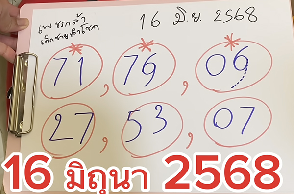 หวยเพชรกล้า 16/6/68
