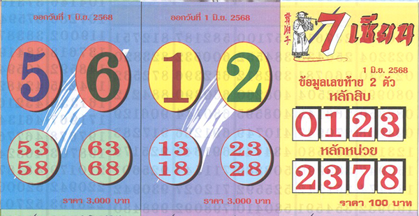เลขเด็ด 7 เซียน 1/6/68