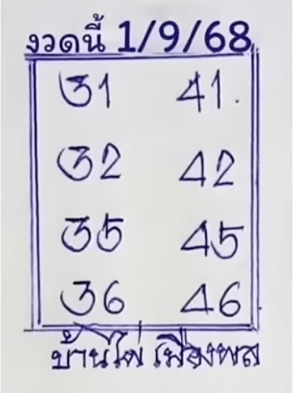 หวยบ้านไผ่เมืองพล 1/9/68