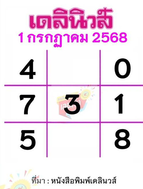 หวยเดลินิวส์ 1/7/68