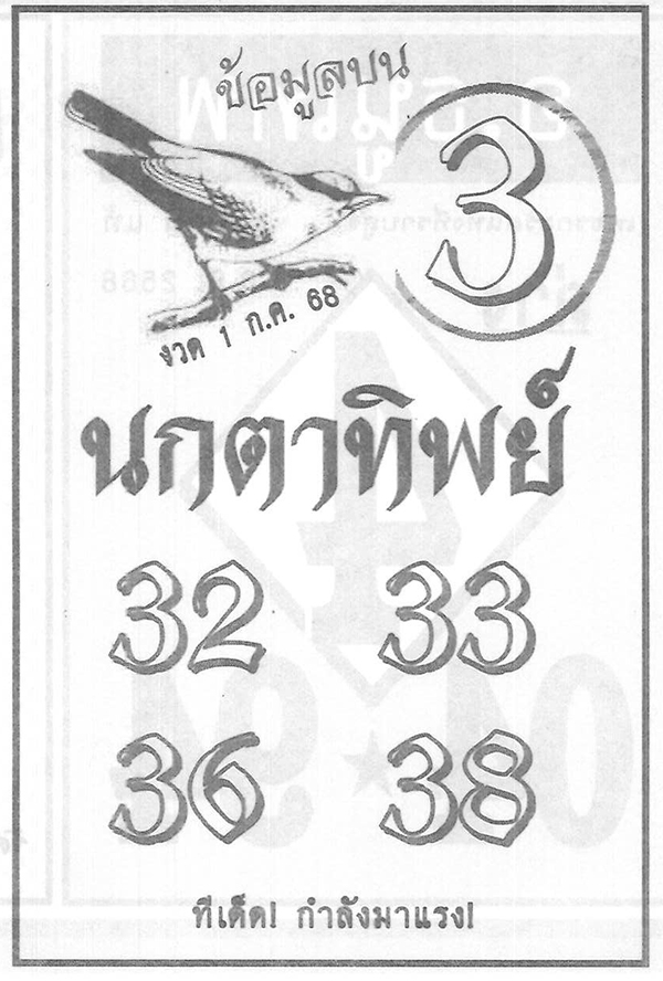 หวยนกตาทิพย์ 1/7/68