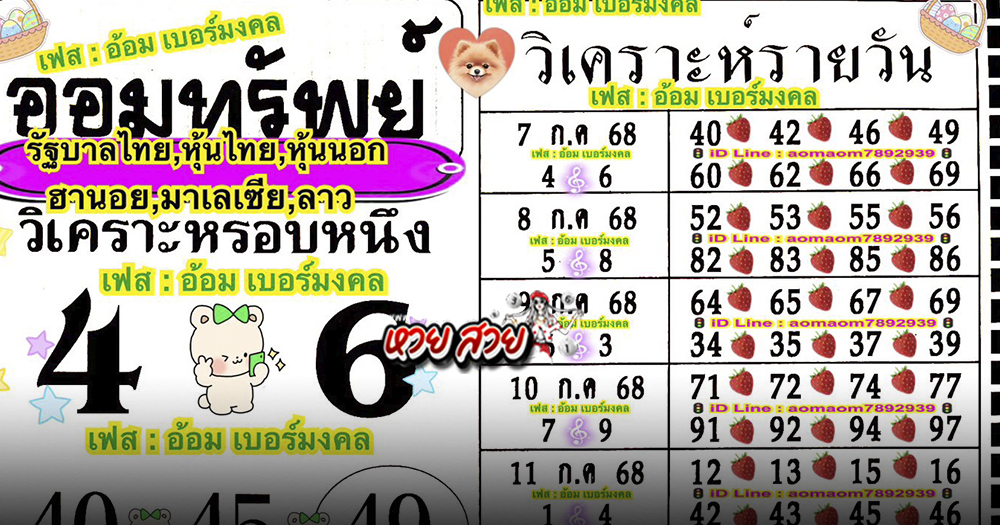 เลขเบอร์มงคล 16/7/68