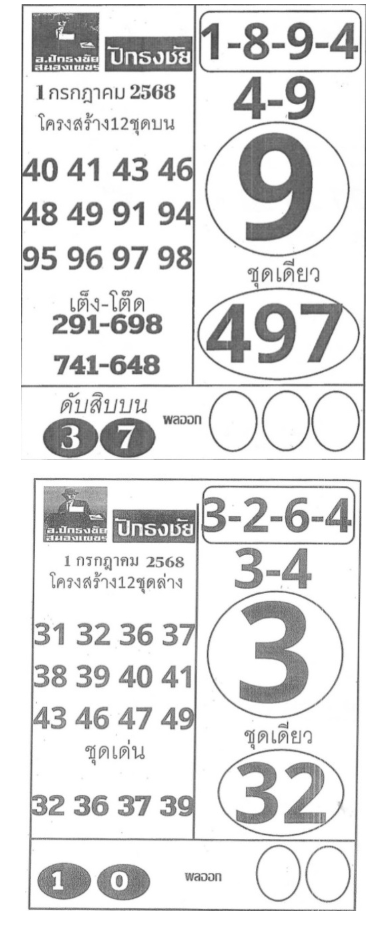 เลขปักธงชัย 1/7/68