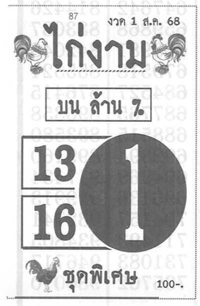 หวยไก่งาม 1/8/68