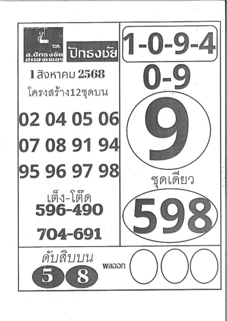เลขปักธงชัย 1/8/68