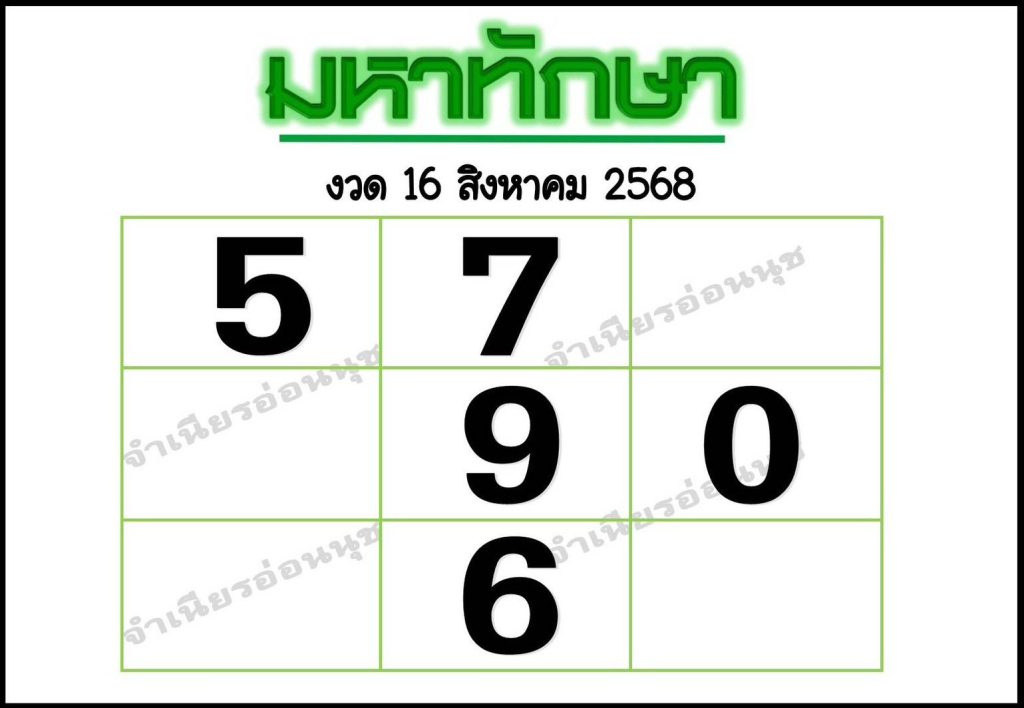 หวยมหาทักษา 16/8/68