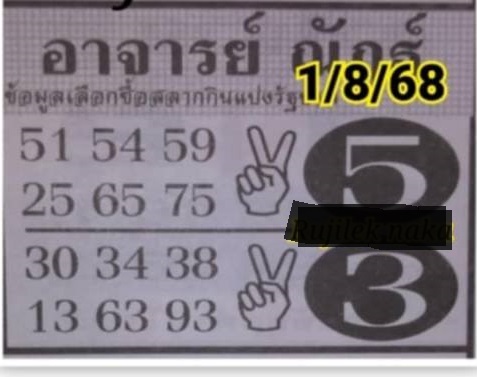 หวยอาจารย์ณัฏฐ์ 1/8/68