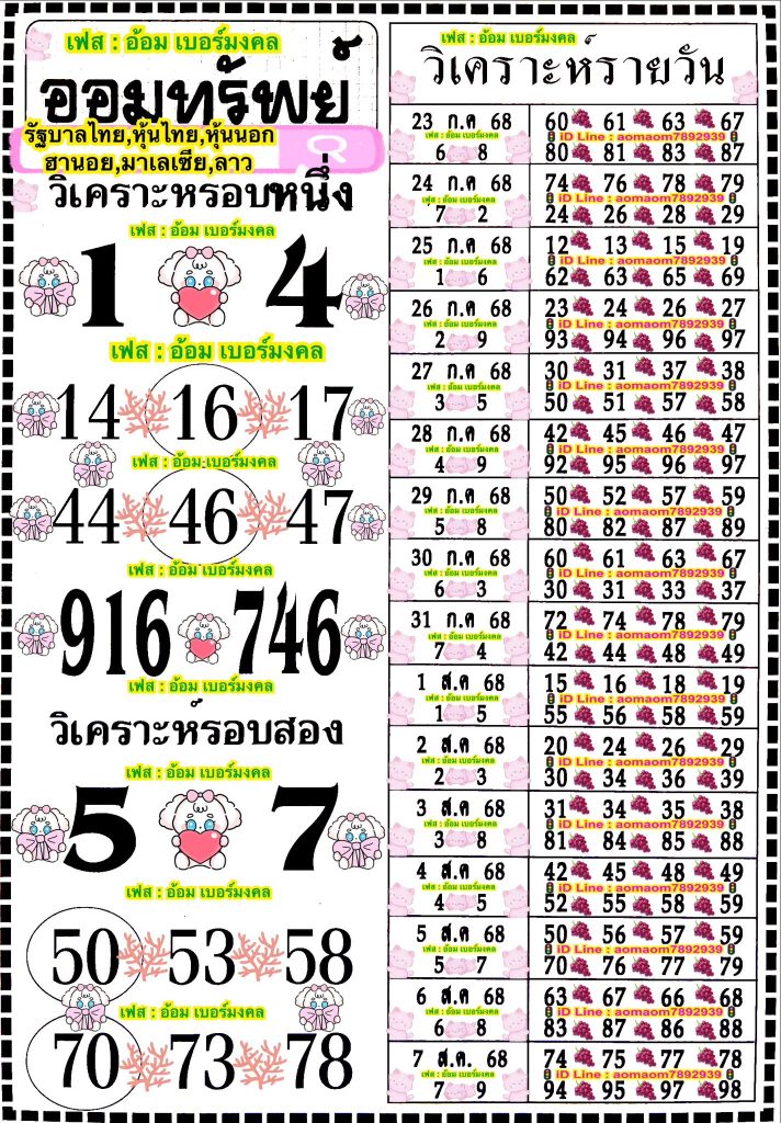 เลขออมทรัพย์เบอร์มงคล 1/8/68