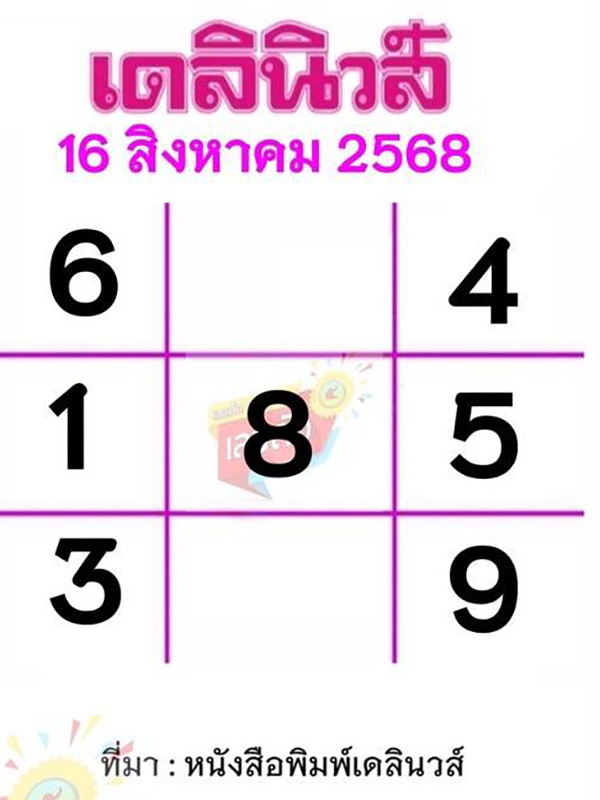 หวยเดลินิวส์ 16/8/68