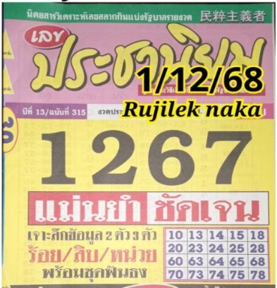 เลขประชานิยม 1/12/68