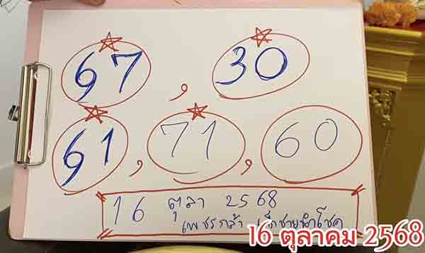 หวยเพชรกล้า 16/10/68