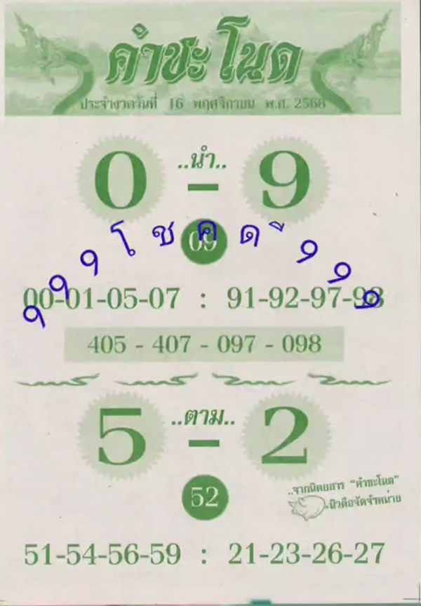 หวยคำชะโนด 16/11/68