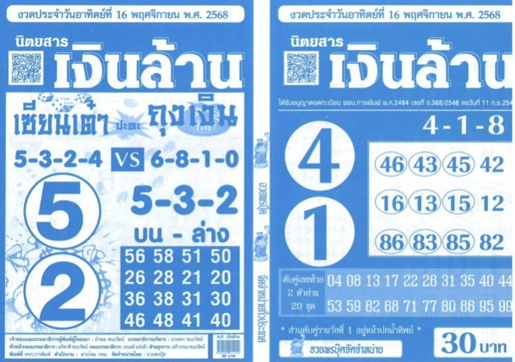 เลขเงินล้าน 16/11/68