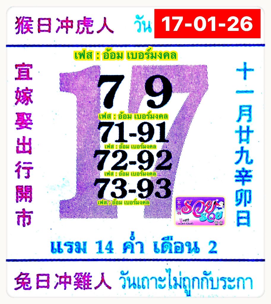 เลขปฏิทิน 17/1/2569