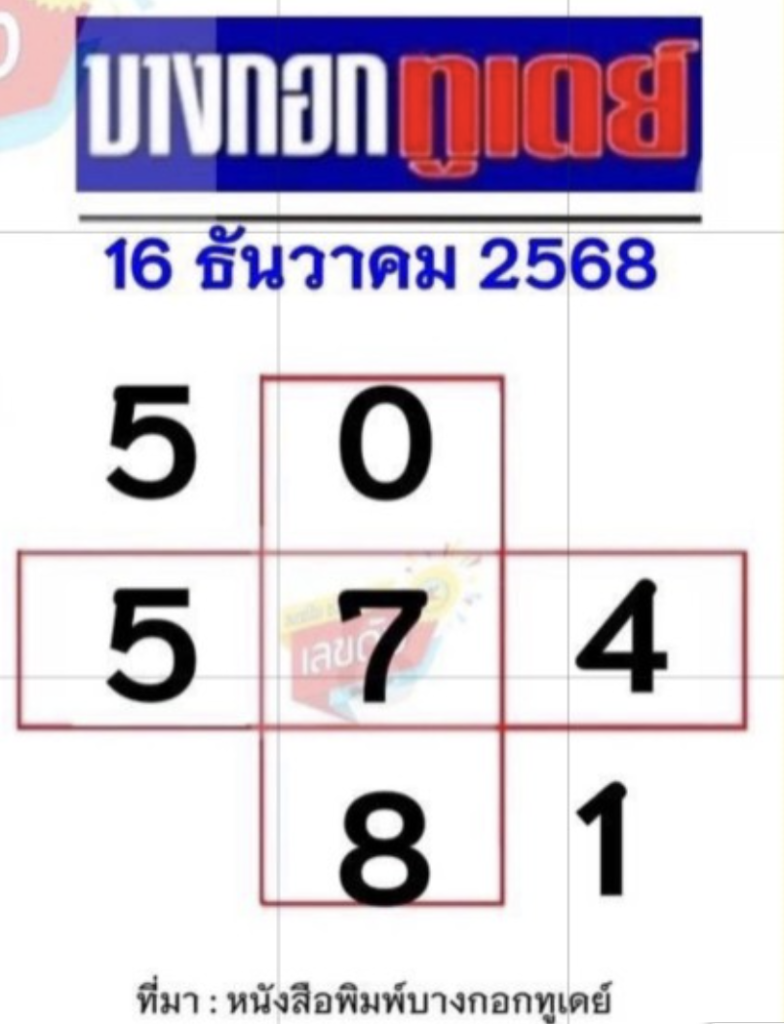 หวยบางกอกทูเดย์ 16/12/68