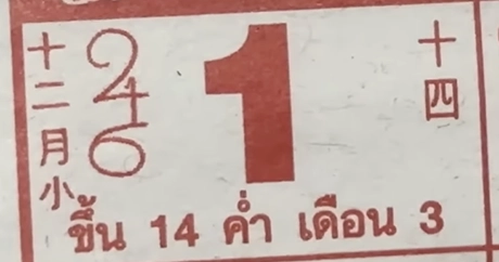 เลขปฏิทินหลวงปู่สรวง 1/2/2569